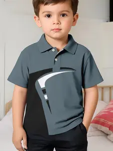 Polo, Colorblock Design, Casual Style, Slim-Fitting, All Seasons, with Collar and Button, School and Street Wear