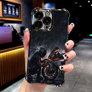 Stylish Racer and Motorcycle Pattern Mobile Phone Case for iPhone 17 17Air 16 15 14 13 12 11 Pro Max X XSMAX Plus, Anti-Fall Transparent Soft Back Cover