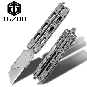 Edc Knife with Titanium Alloy Handle, Outdoor Bottle Opener, Includes Extra 10 Sk5 Blades, Durable Edc Tool for Everyday Use