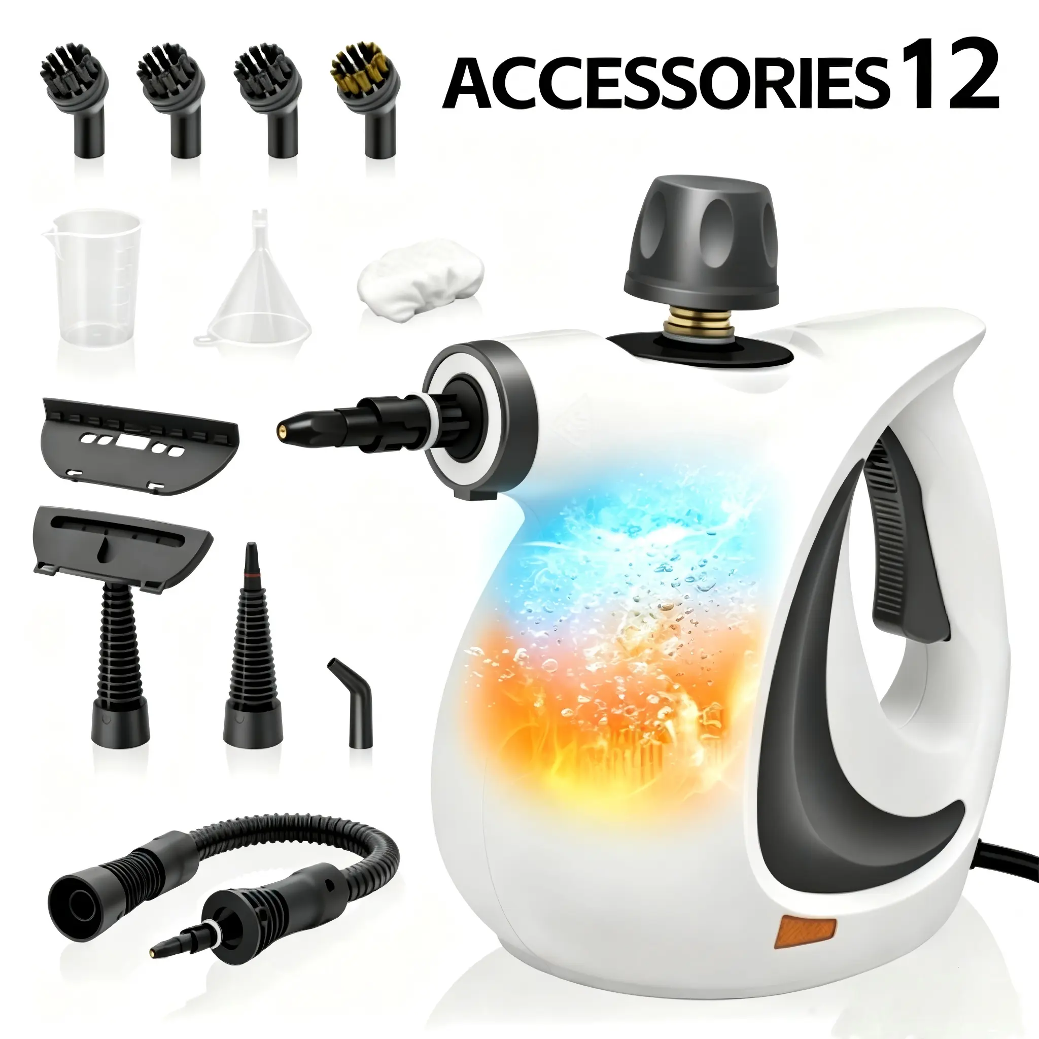 1050W High-Pressure Portable Handheld Steam Cleaner - Multifunctional Handheld Steam Cleaning Tool, Eco-Friendly Family-Safe Home & Kitchen Appliance with 12 Replacement Parts Including Nylon Brush Set, Ideal Gift Kit, Portable Steam Cleaner