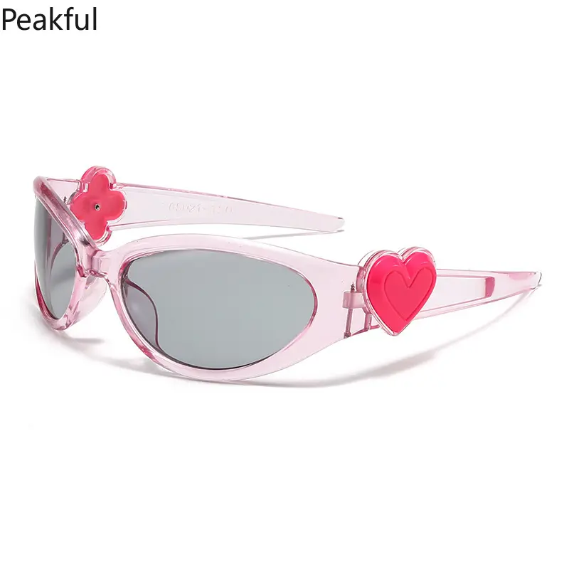 Cute 3D Heart Flower Pink Sunglasses, Popular Y2K Transparent Cat Eye Party Shades, Trendy UV-Protective Retro Sporty Eyewear, eye-catching charm details & comfy all-day fit, great for pool parties, summer gatherings, festival outfits