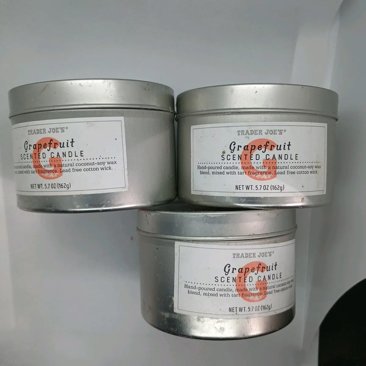Trader Joes Grapefrit Scented Candle 3 Pack - Decorative Scented Candle for Home Decor and Freshening - Freshener