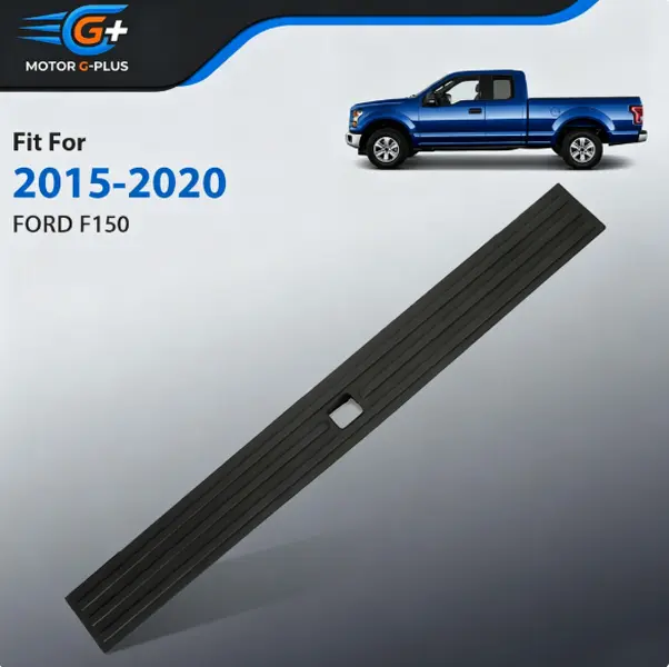 MOTOR GPLUS Chrome Flexible Tailgate Step Trim Molding & Release Button Guards, Automotive Car Accessory with Easy Install, Cap Pad with Button Trim & Decorative Effect, for 2015-2020 Ford F-150 Truck Bed Protection, Tailgate Guard