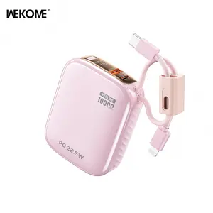 10000mAh 4-in-1 Mini Portable Power Bank for Phone 22.5W Fast Charger with 4 Outputs Digital Display Built-in Type-C & Lightning Ports Lightweight Compact Design.Small charger for purse,tiktok shop deals,mini travel products,portable chargers