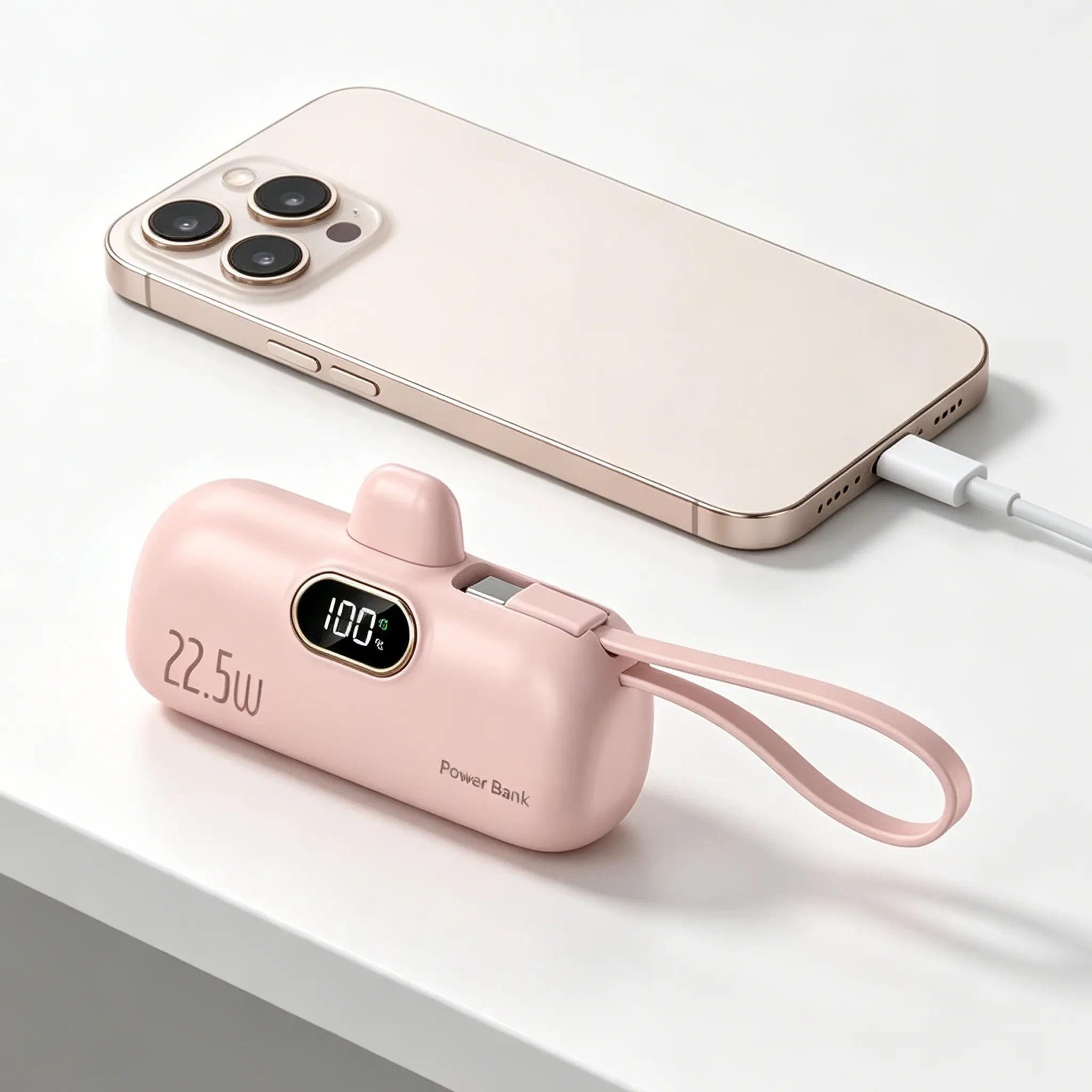 5000mAh Portable Power Bank with Type-C & USB Ports, Universal External Battery Pack Compatible with iPhone, Samsung, Xiaomi Smartphones