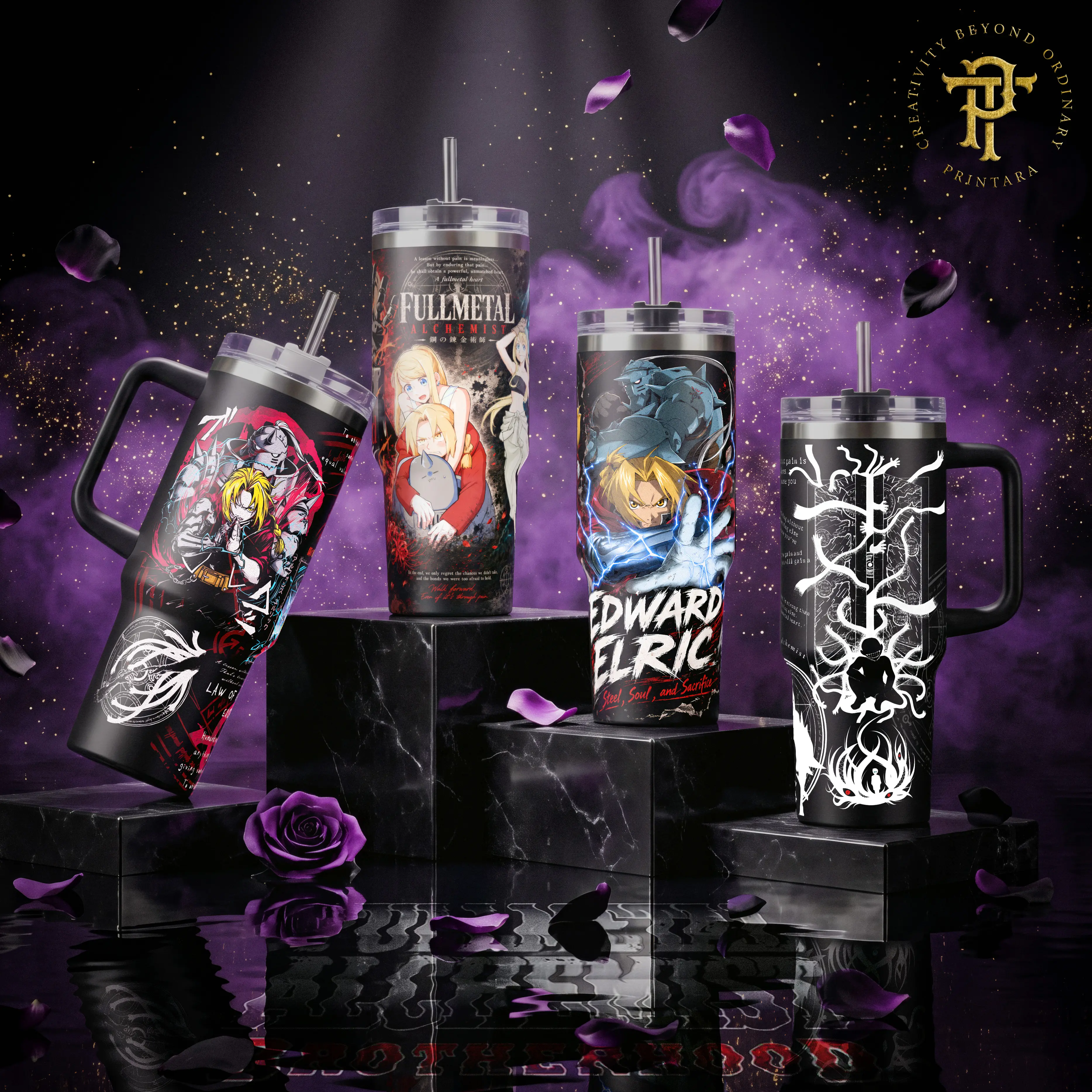 Collection Edward Elric Alphonse Winry Rockbell Fullmetal Alchemist Alphonse 40 20 oz Tumbler Stainless Steel Vacuum Insulated Anime Manga Merch Aesthetic Design Gift for Anime Lovers and Fans