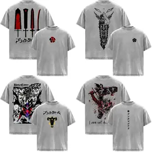 Asta Ver 2 Black Clover Anime Manga Acid Washed 230GSM Heavyweight Cotton T Shirt Collection - Size S to 3XL - Unisex Vintage Streetwear Oversized Crewneck Merch - Gift for Anime Fans