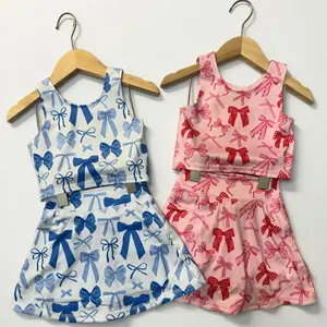 Girls Active Bow Print Tank & Skort Set