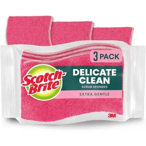 Gentle Clean Delicate Scrub Sponges For Washing Dishes and Cleaning Kitchen 3 Scrub Sponges