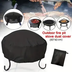33 Inch Round Fire Pit Cover Heavy Duty Waterproof Dustproof UV Resistant Patio Fire Bowl Table Cover Outdoor Garden Backyard Firepit Protector All Weather Replacement Cover