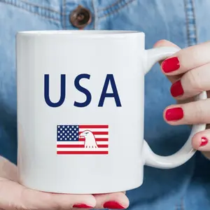1pc Vintage American Flag USA Ceramic Coffee Mug, 11oz Insulated Multipurpose Reusable Cup, Machine Washable, Ideal for Office, Home, Party Favors, Birthday Gifts P