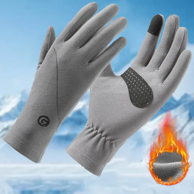 Winter Waterproof Ski Gloves for Men & Women, Thicken Fleece Warm Snowboarding Mitts with Pockets & Touch Screen Compatible