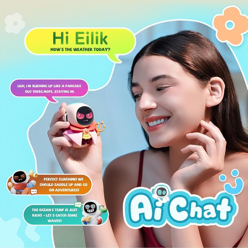 Energize Lab, Eiliko Aquamarine - Your Tiny AI Charm Robot That Matches Every Daily Outfit, Fun Electronic Pendant Toys, for Couples and Best Friends.