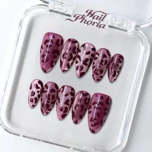 NailPhoria PINK LEOPARD -SUMMER Handmade Press-On Nails | Reusable, Salon-Quality, Long-Lasting, Glossy Design