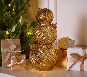 14" Lit Stacked Fluted Mercury Glass Ornaments by Valerie