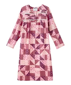 Women's No Peek Open Back Flannel Nightgown