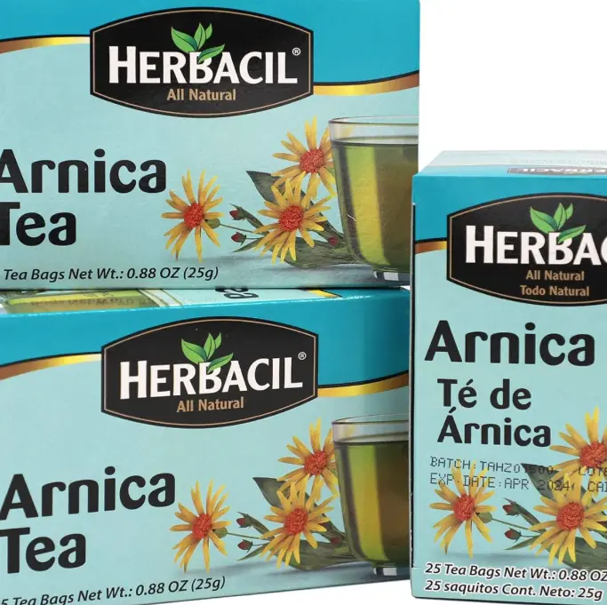 Herbacil Arnica Herbal Tea, Herbal Blend, Caffeine-Free, All Natural, 3-pack of 25 bags per box (75 Tea Bags), 0.88 oz Each