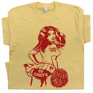 Go Chiefs Tshirt Vintage Football Shirts Cute Retro Chiefs Cheerleader TShirt Vintage Graphic Shirts Alternative Chiefs Jersey Logo