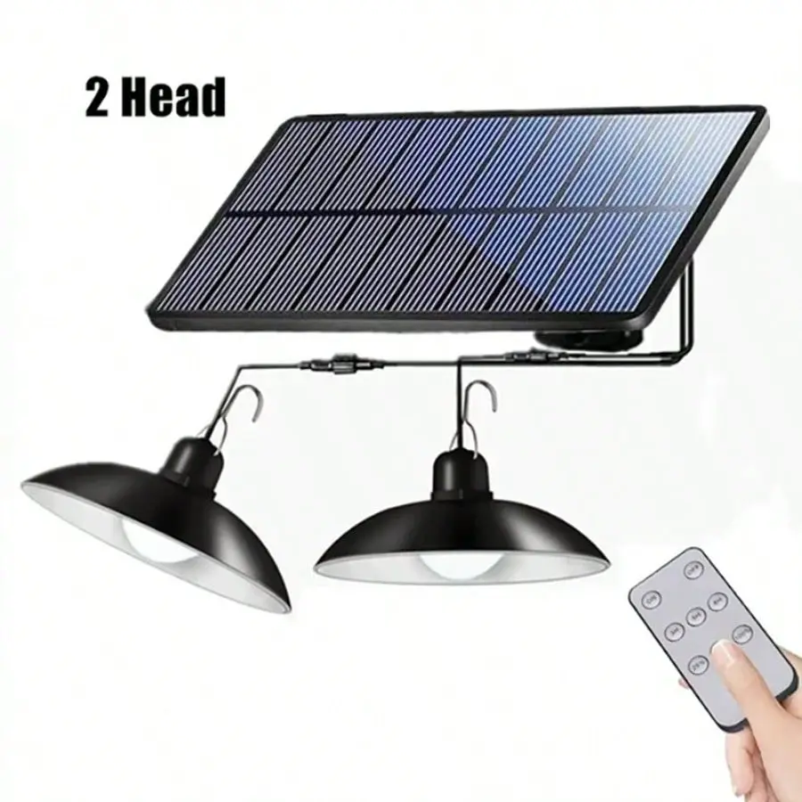 Solar-Lit Decorative Lamp Sun-Powered Outdoor Pendant Light - Remote Control, Dimmable Hanging Chandelier, 3-Level Brightness, Timer Setup, 1-Head/2-Head Options for Gazebo, Patio, Solar-Lit Decorative Lamps