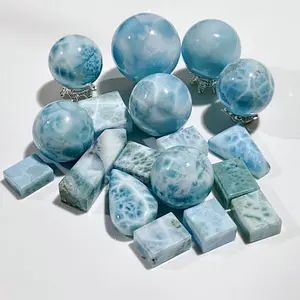 Larimar Crystal Sphere Reiki Energy Healing Quartz Polished Massage Home Decor Crystal Gem Ball