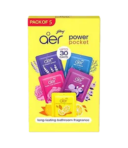 Godrej Aer Power Pocket, Hanging Air Freshener, Assorted Pack of 5