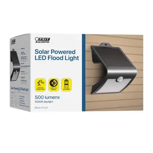 Feit Electric 3010298 Solar Outdoor Lights - Motion-Sensing, Wall Mount, V Shape, Die-Cast Aluminum, LED Black Security Outdoor Light