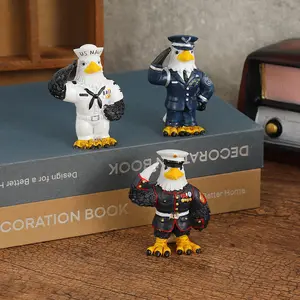 Unique Eagle Officer Figurine Resin Craftwork Creative Design for Tabletop Decoration Durable and Elegant Artistic Piece whimsical home decor