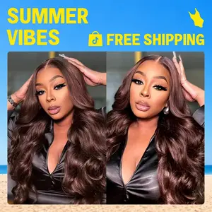 [Soft Glam Waves] Megalook #4 Brown Chocolate 13x6 Glueless Lace Frontal Wig Transparent HD Lace Frontal Wigs Pre-plucked Natural Hairline Put on Go Beginner Friendly Wig #Summervibes