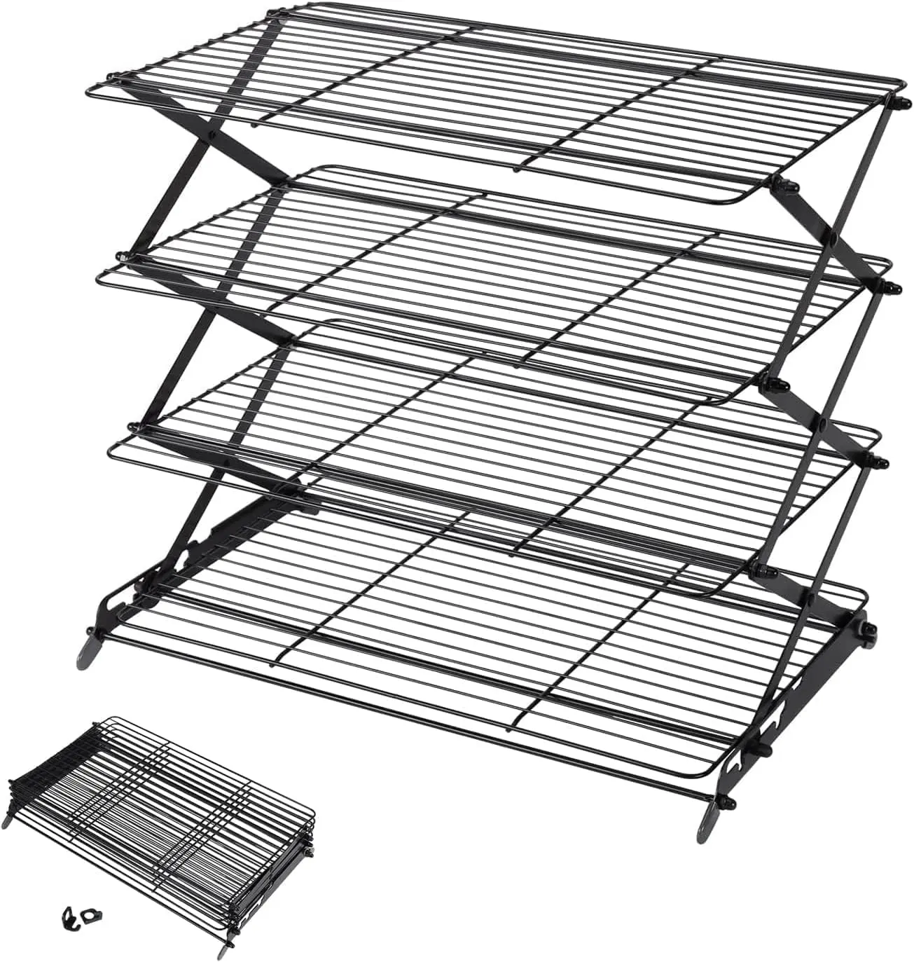Geesta 2/3/4-Tier Upgraded Collapsible Cooling Rack with Adjustable 3 Setting Design Stackable Roasting Cooking Drying Wire Cooling Rack for Cookies Baking...