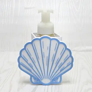 Seashell Foaming Soap Holder - Coastal Beach Bathroom Decor - Nautical Countertop Organizer for Ocean Inspired Kitchen and Bath Accessories