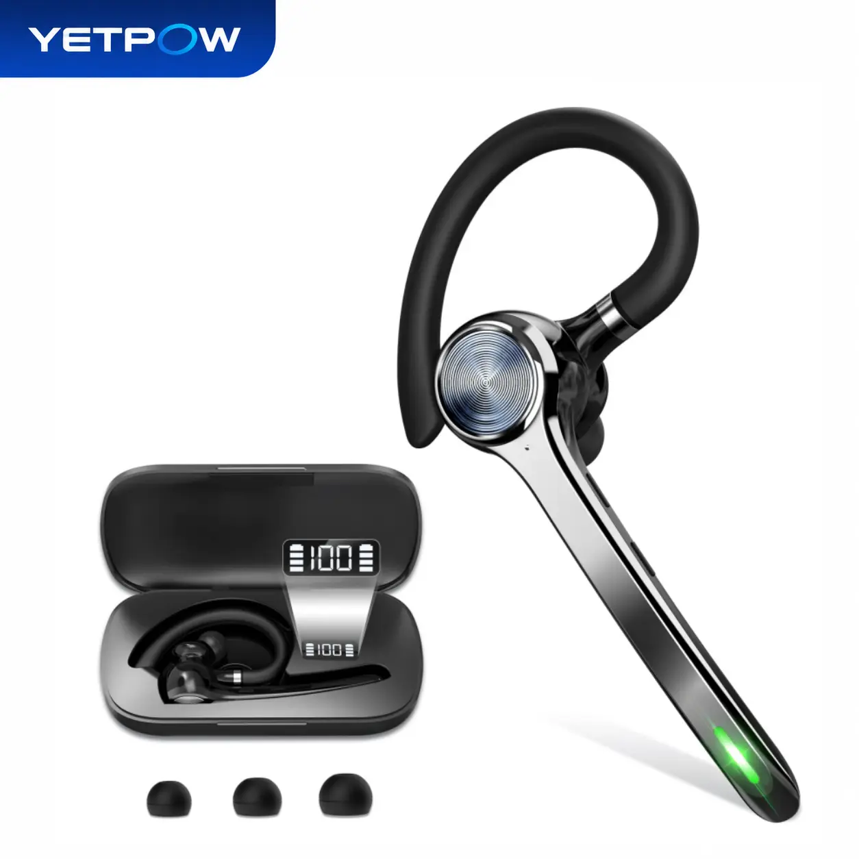 YETPOW Bluetooth Noise Cancellation On-Ear Headphone with Mic, 500mAh Charging Case, 72H Talk Time, Mute Button, Hands-Free Earpiece, Waterproof Audio Electronic, Manufacturer Warranty for Truckers, Cellphones, G7 Summerwins