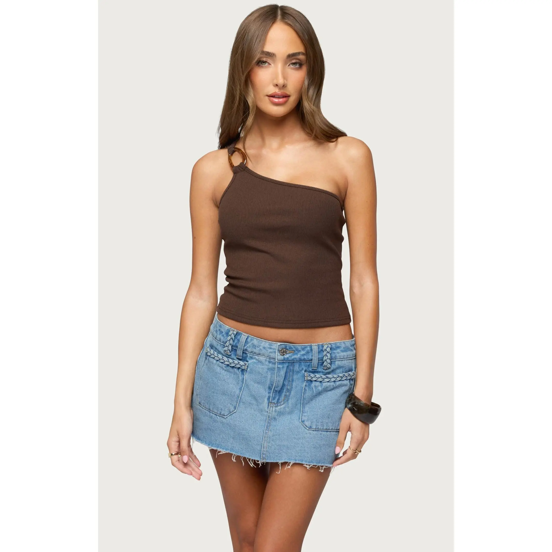 Edikted Women's Calista Ribbed One Shoulder Top
