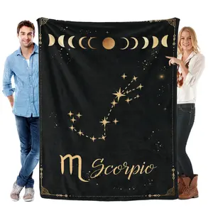 Zodiac Throw Blanket Flannel Constellations Blanket Warm & Soft 12 Horoscope Astrology Throw Blankets Constellation Theme Home Décor