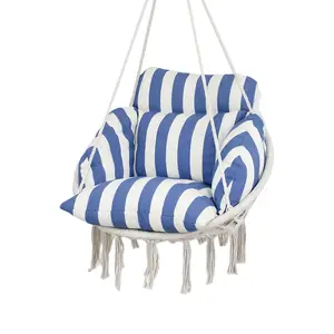 Macrame Hammock Swing Chair with Cushioned Comfort for Indoor and Outdoor Relaxation