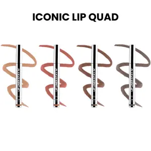 ICONIC LIP QUAD: 4-Piece Lip STAY-N Set: Peel-Off Lip Liner Stain - All Day & Night Lipliner with Hyaluronic Acid & Vitamin E - Long Lasting Formula