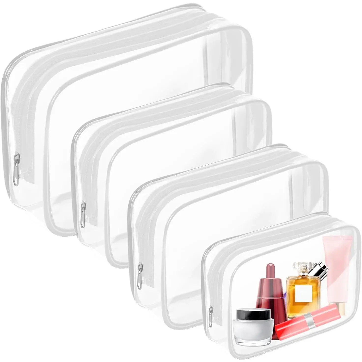 4Pcs/Set Clear Toiletry Bags,Quart Size Travel Pouch,Cosmetic Makeup Bags for Women Men,Carry on Airport Airline Compliant Bag (for Age 12 or Above),Halloween Party Gifts,Hand Tools Kits,Summervibes