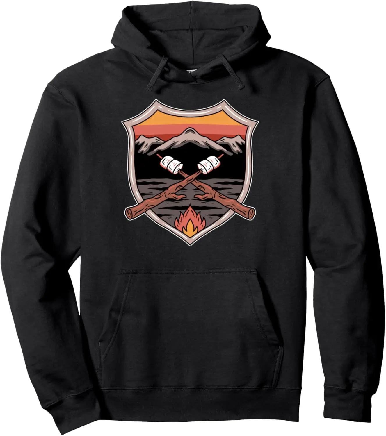 Camper Outdoor Campfire Mountains Marshmallow Camping Pullover Hoodie