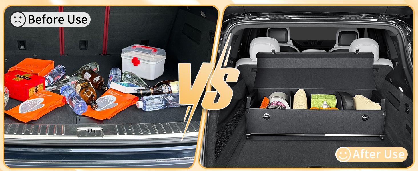 Trunk Organizer for SUV, Collapsible Leather Trunk Organizer for Car with Lid Car Storage for Sedans, Truck, Van, Jeep (Black, 37 x 11.4 x 12.2in)