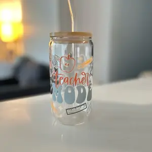 Teacher glass tumbler Cup Reusable Drinkware