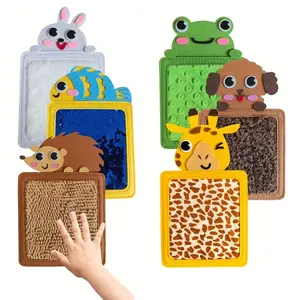 6 Piece Animal Touch Toys Set, 6 Different Animals Textures, Fun Touch Board, Hand-Eye Coordination Pad, Early Sensory Development Gift, Sensory Activity Board