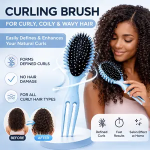 Detangling Curl Brush for Wet or Dry Hair – Wave Maker Styling Tool, Gentle on Curls, Reduces Frizz, Voluminous Bouncy Curls