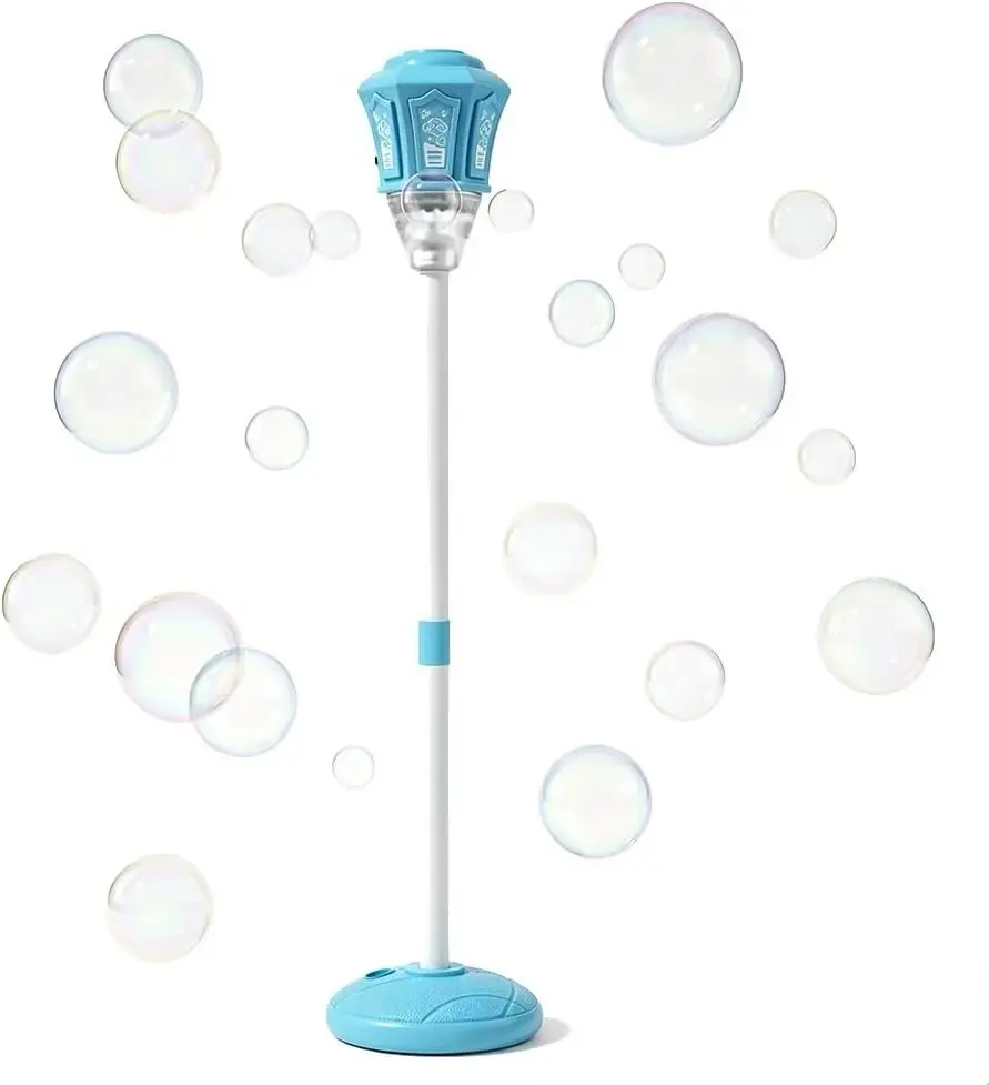 47'' Bubble Machine, Height Adjustable, Rechargeable with LED Lights & Music, 10 Packs Bubble Solution, Ideal for Parties, Kids Play, Automatic Party Bubble Machine, Adjustable Bubble Maker