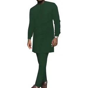 Afrilisco African Mens Clothes Sets Long Sleeve African Suits 2 Piece Dashiki Outfits Slim Fits Nigerian Clothing for Men
