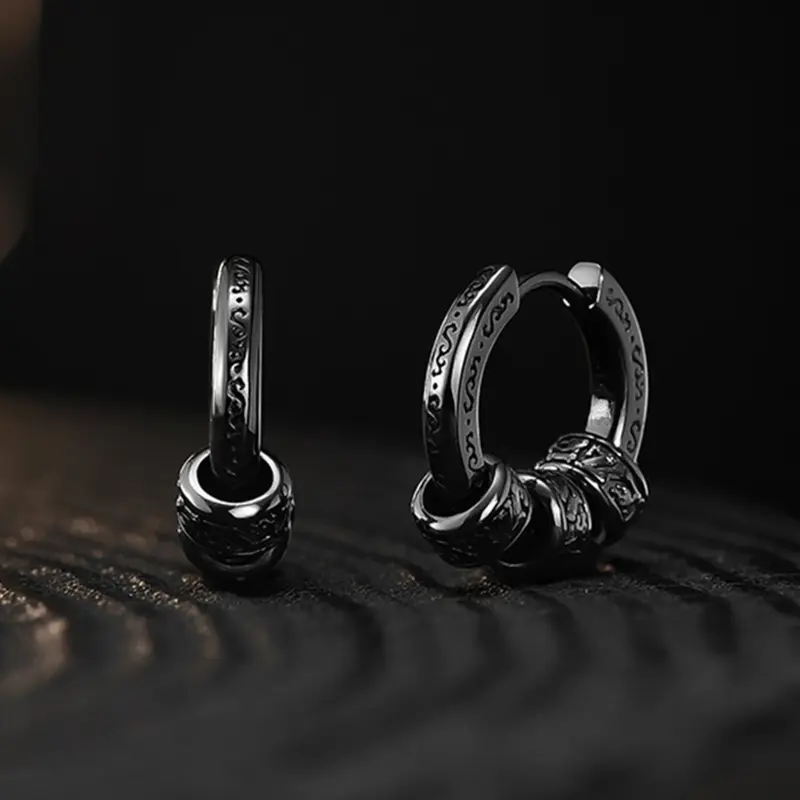 Men's Dragon Pattern Earrings, Statement Earrings, Trendy Hip Hop Design, Unique Retro Fashion Jewelry, Versatile Daily Wear Gift Idea, Fashionable Jewelry