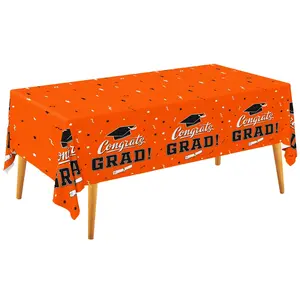 1 Graduation Tablecloth | Graduation Party Table Decor | Waterproof Plastic Rectangular Disposable Tablecloth | Congratulations | Graduation Party Supplies