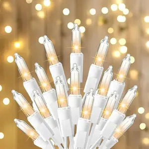 Warm White Christmas Lights, 20FT 100 Count Incandescent White Wire Christmas Tree Lights, Waterproof Xmas String Lights for Outdoor Indoor Home Party Decorations