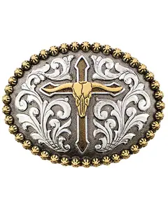 Cody James Men's Steer Skull With Cross Belt Buckle - 736