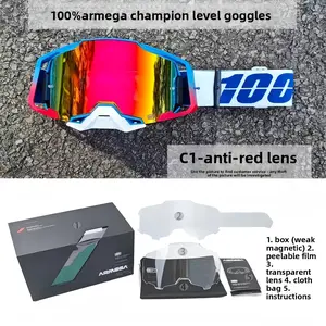 100% Armega Champion Series Goggles – Quick Release Dirt Bike Goggles for Off-Road Adventure Riders