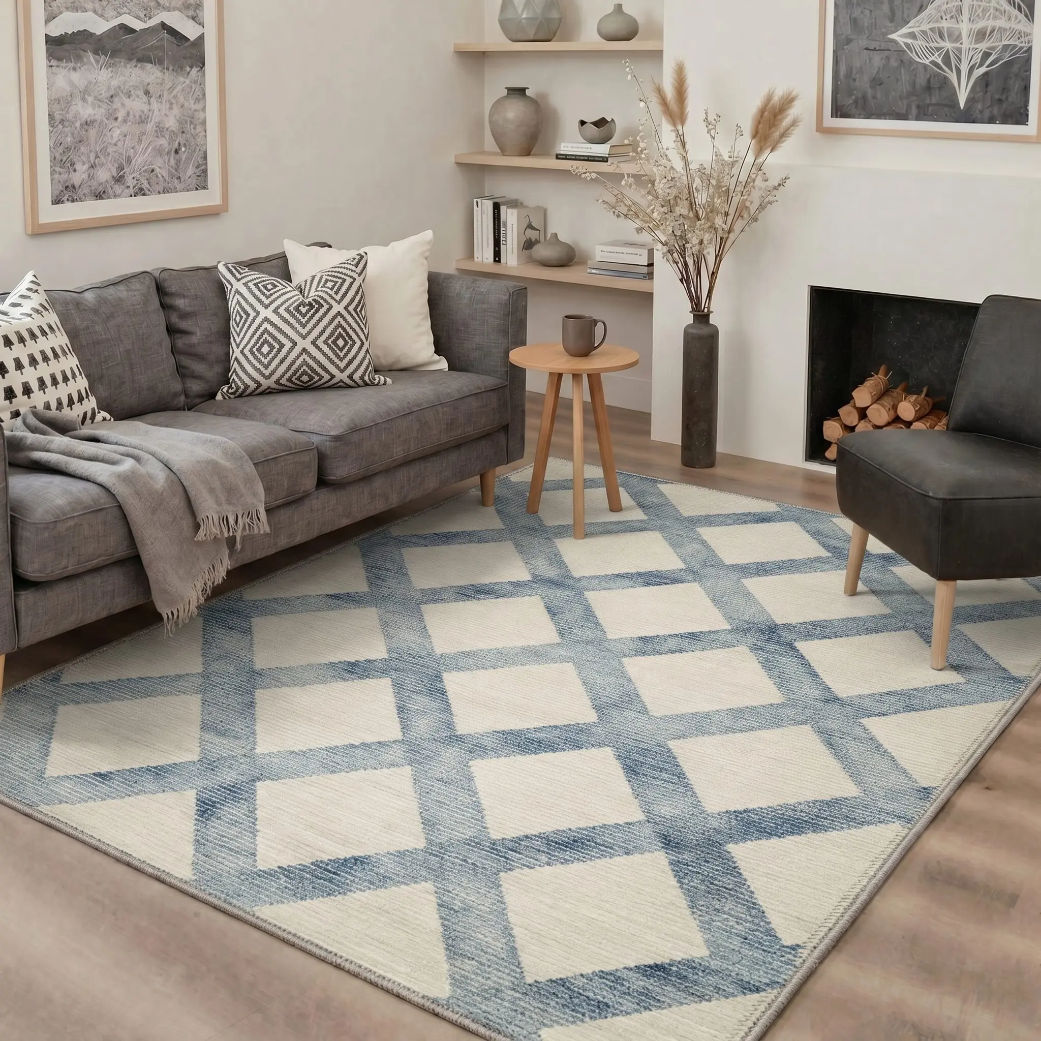【Deals For You Days】GENIMO Rug – Pet Friendly, Non-Slip, Soft, Machine Washable Floor Carpet, Area Rug Perfect for Living Room, Bedroom, Kitchen, Hallway, Stylish Home Interior ,ARP3205-INDIGO MARBLE