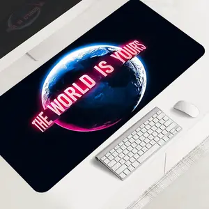 Cyberpunk "The World Is Yours" Earth Pattern Extended Mouse Pad, Aesthetic Desktop Protection Pad with Anti-slip Rubber Lock Edge & High-definition Printing, Suitable for Computers, Laptops, Office, Home, School, as a Gift for Trend Enthusiasts and Friend